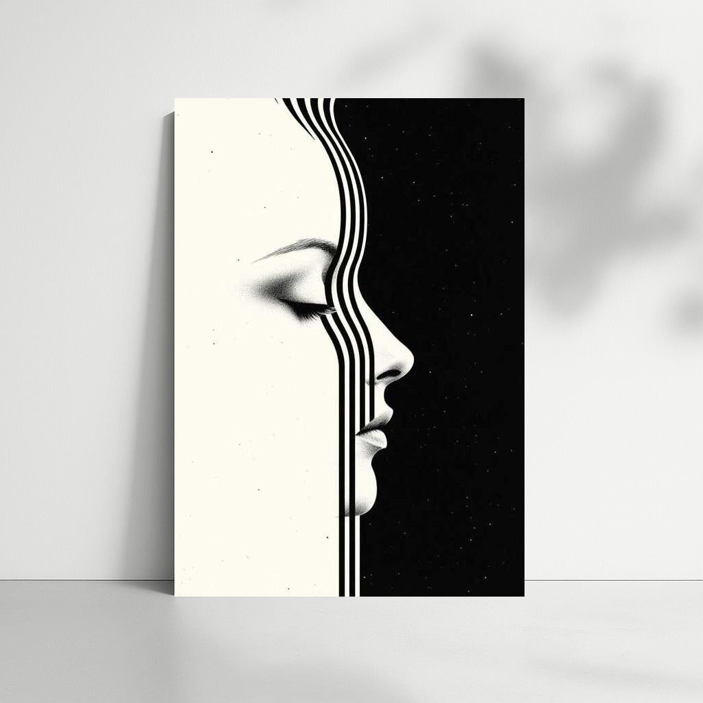 Surrealist Meeting of Light and Shadow: Profile of a Woman