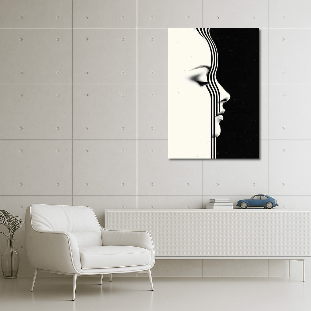 Surrealist Meeting of Light and Shadow: Profile of a Woman