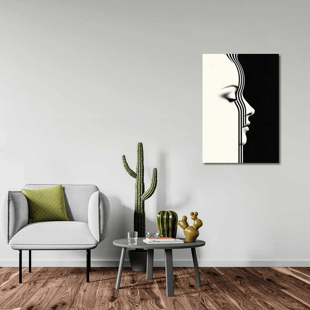 Surrealist Meeting of Light and Shadow: Profile of a Woman