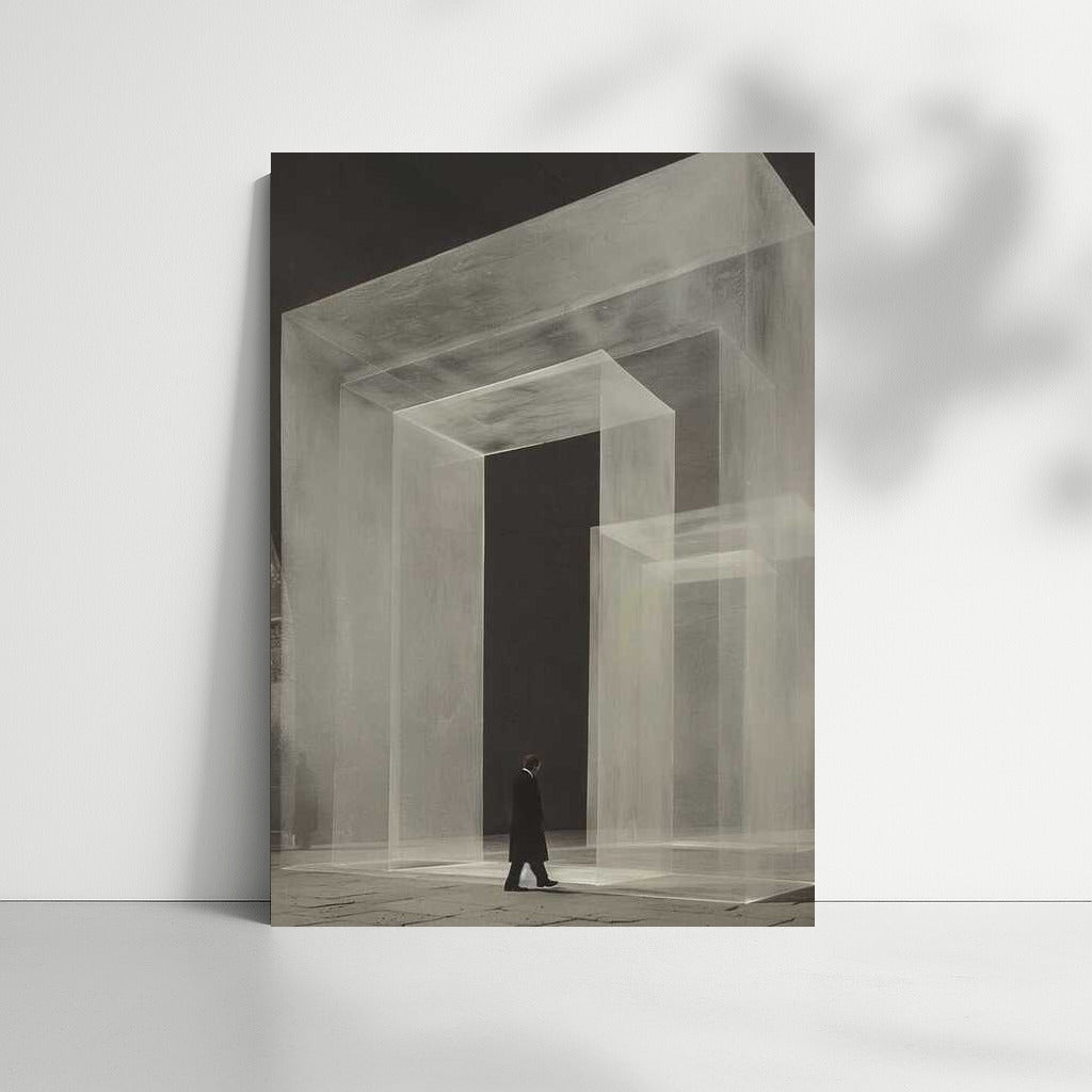 Infinite Arches: Isometric Black and White Surrealism