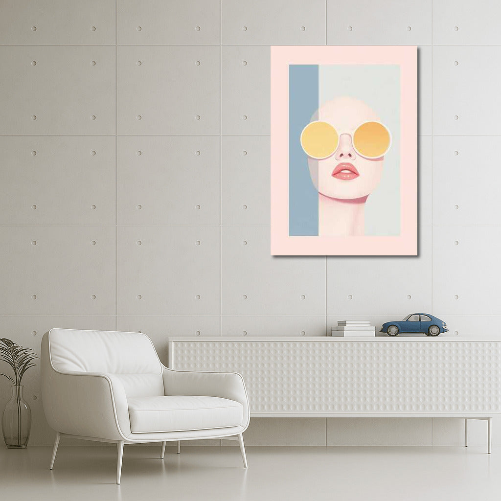 Pastel Face in Glasses: Minimalism Aesthetics