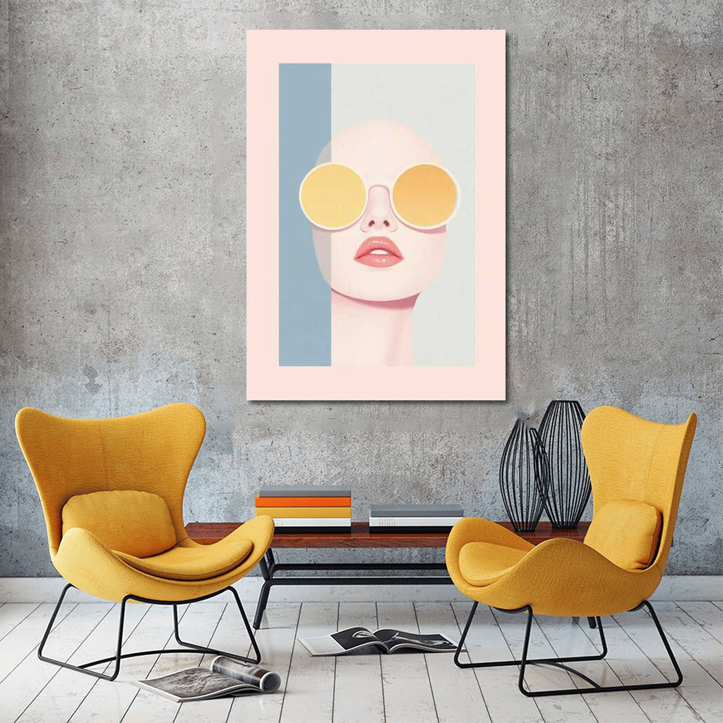 Pastel Face in Glasses: Minimalism Aesthetics