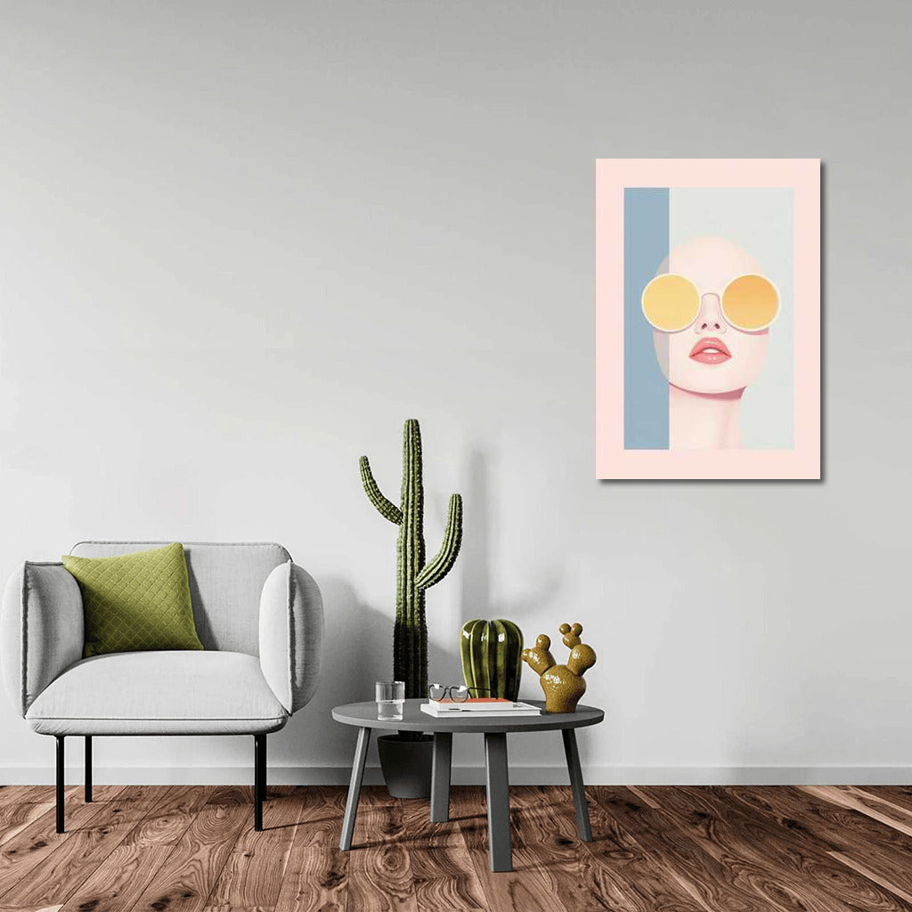 Pastel Face in Glasses: Minimalism Aesthetics