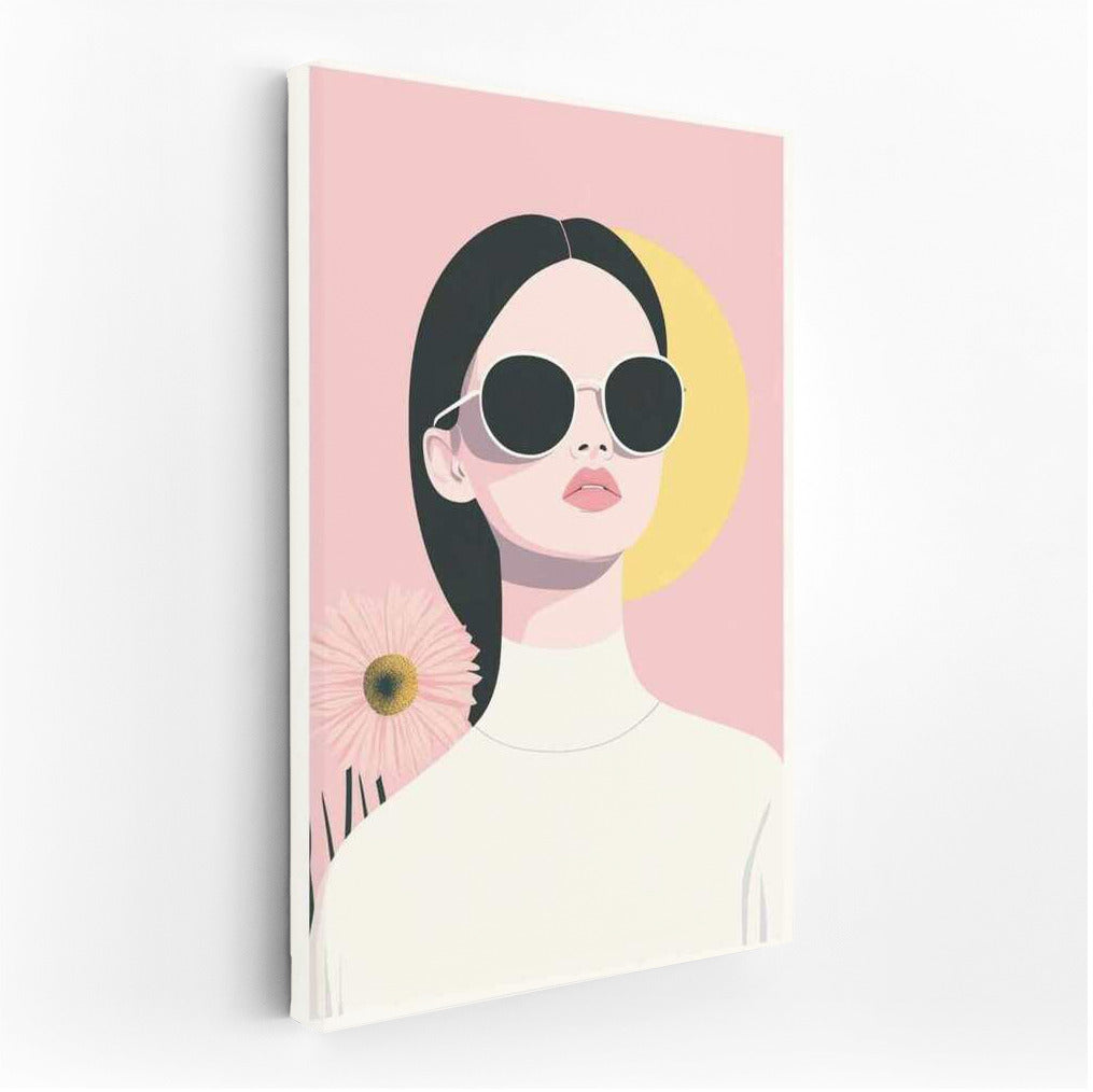 Mysterious Person in Glasses: Minimalism Aesthetics with Flower and Sun