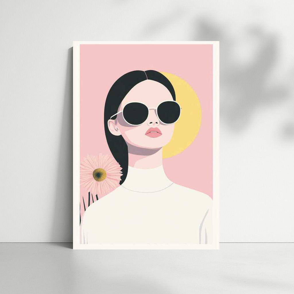 Mysterious Person in Glasses: Minimalism Aesthetics with Flower and Sun