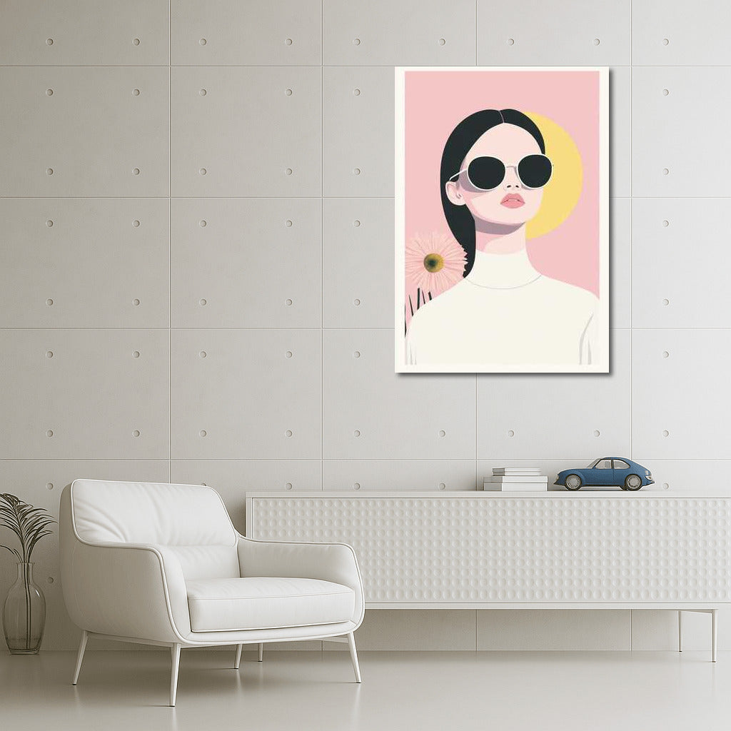 Mysterious Person in Glasses: Minimalism Aesthetics with Flower and Sun