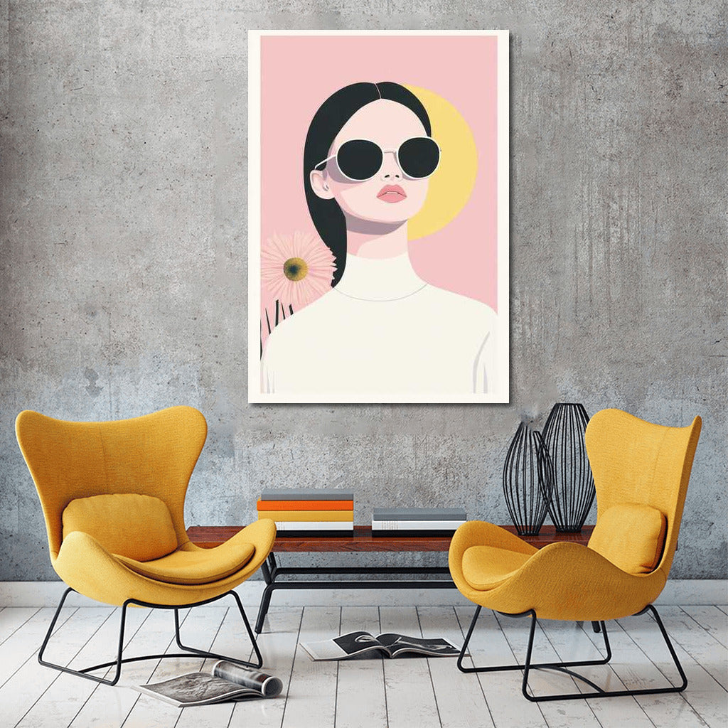 Mysterious Person in Glasses: Minimalism Aesthetics with Flower and Sun