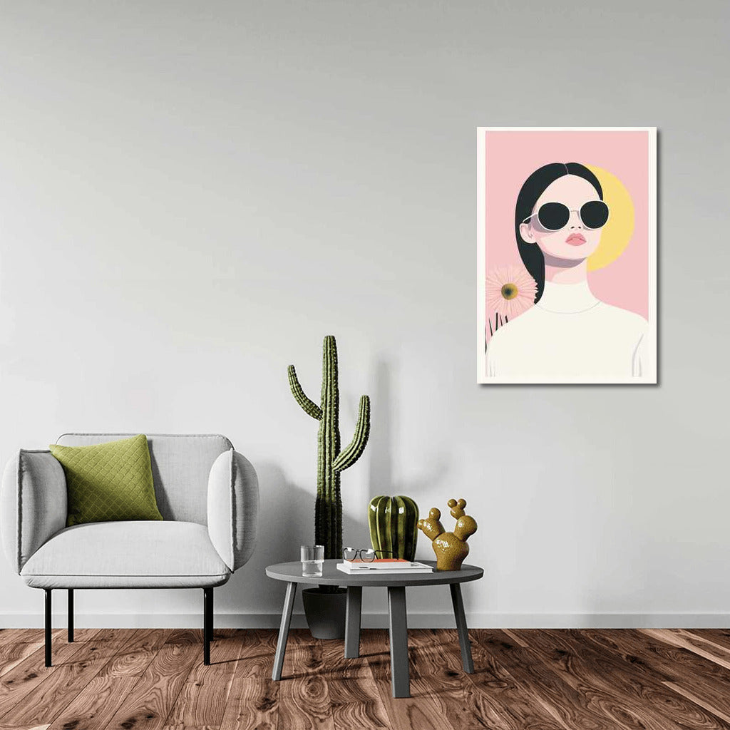 Mysterious Person in Glasses: Minimalism Aesthetics with Flower and Sun