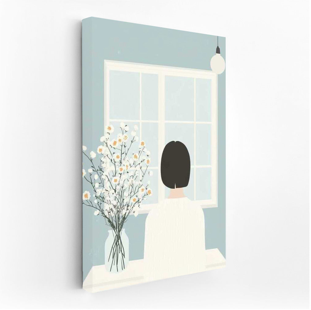 Silhouette by the Window: Delicate Minimalism and Flowers for the Interior