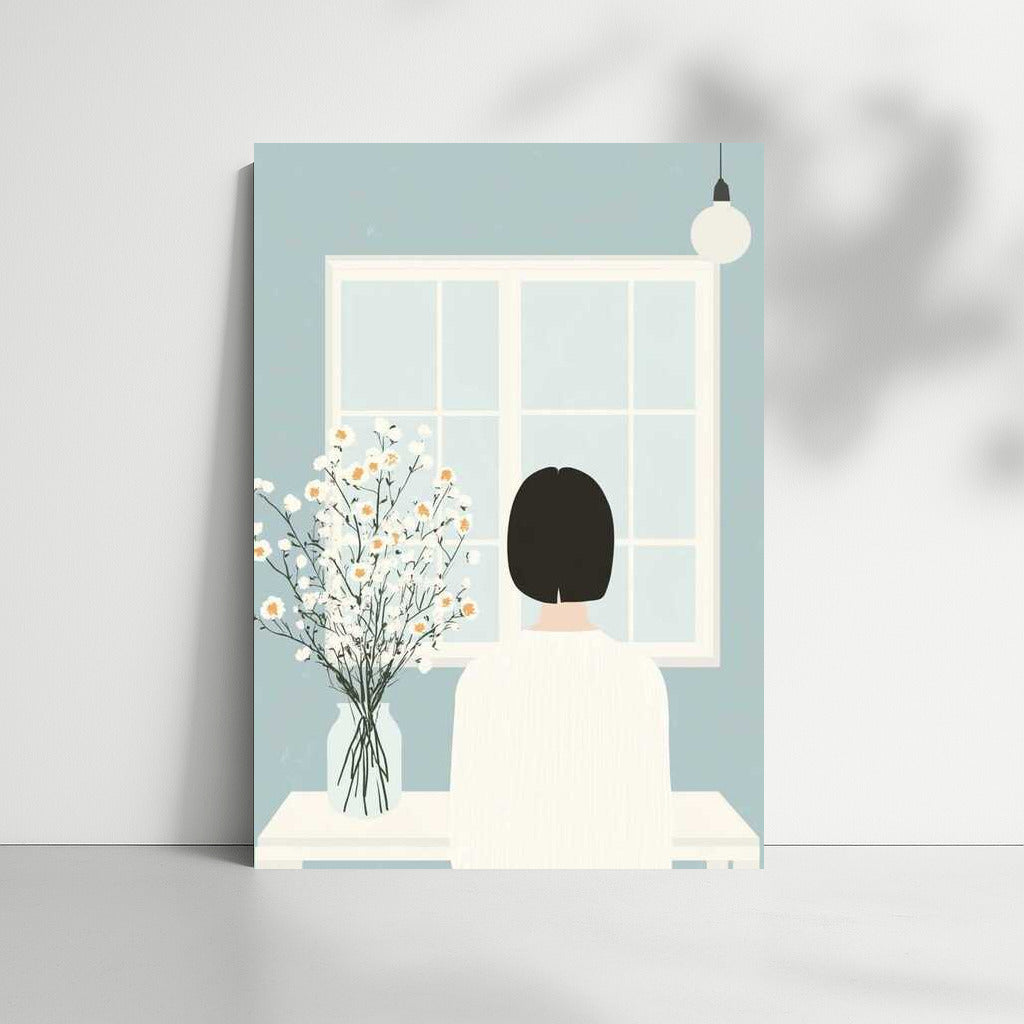 Silhouette by the Window: Delicate Minimalism and Flowers for the Interior