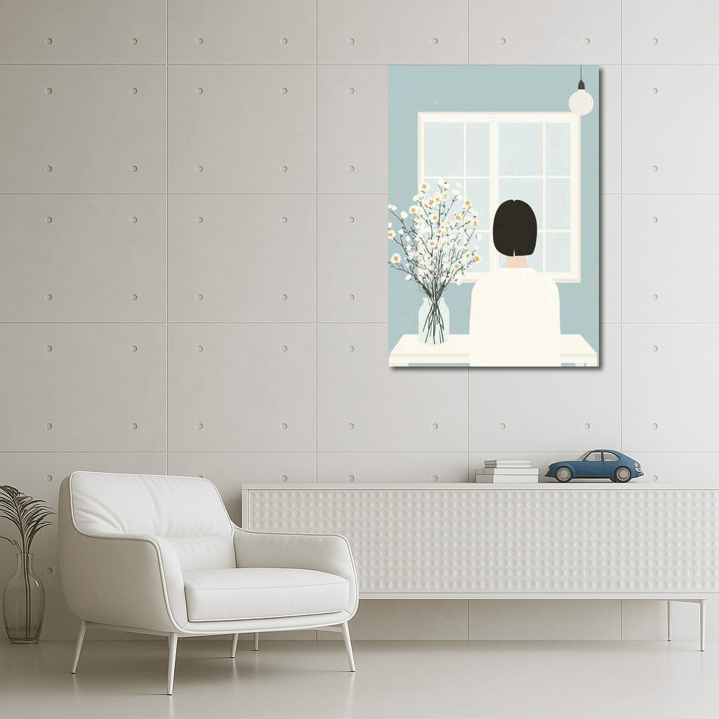 Silhouette by the Window: Delicate Minimalism and Flowers for the Interior