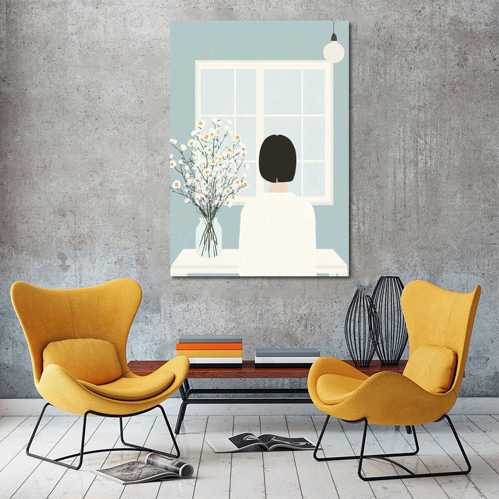 Silhouette by the Window: Delicate Minimalism and Flowers for the Interior
