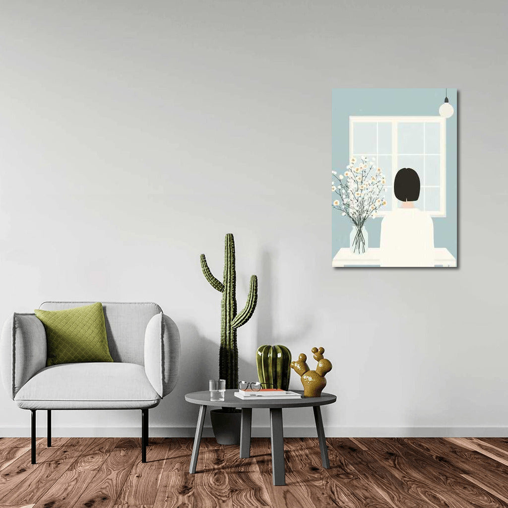Silhouette by the Window: Delicate Minimalism and Flowers for the Interior