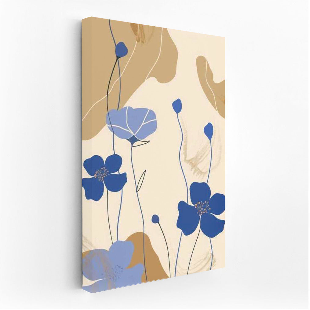 Elegant Harmony: Blue Flowers in Minimalism