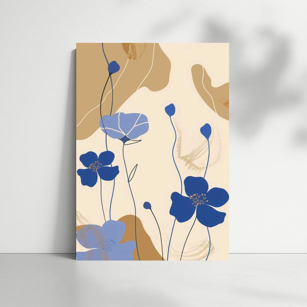 Elegant Harmony: Blue Flowers in Minimalism