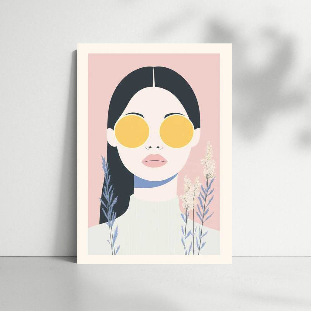 Mysterious Look in Pastel Glasses: Aesthetic Minimalism
