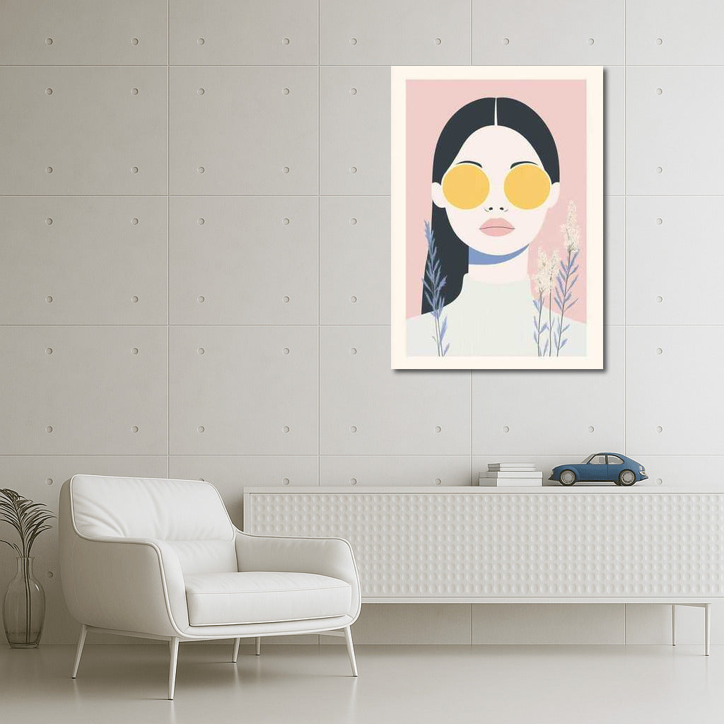 Mysterious Look in Pastel Glasses: Aesthetic Minimalism