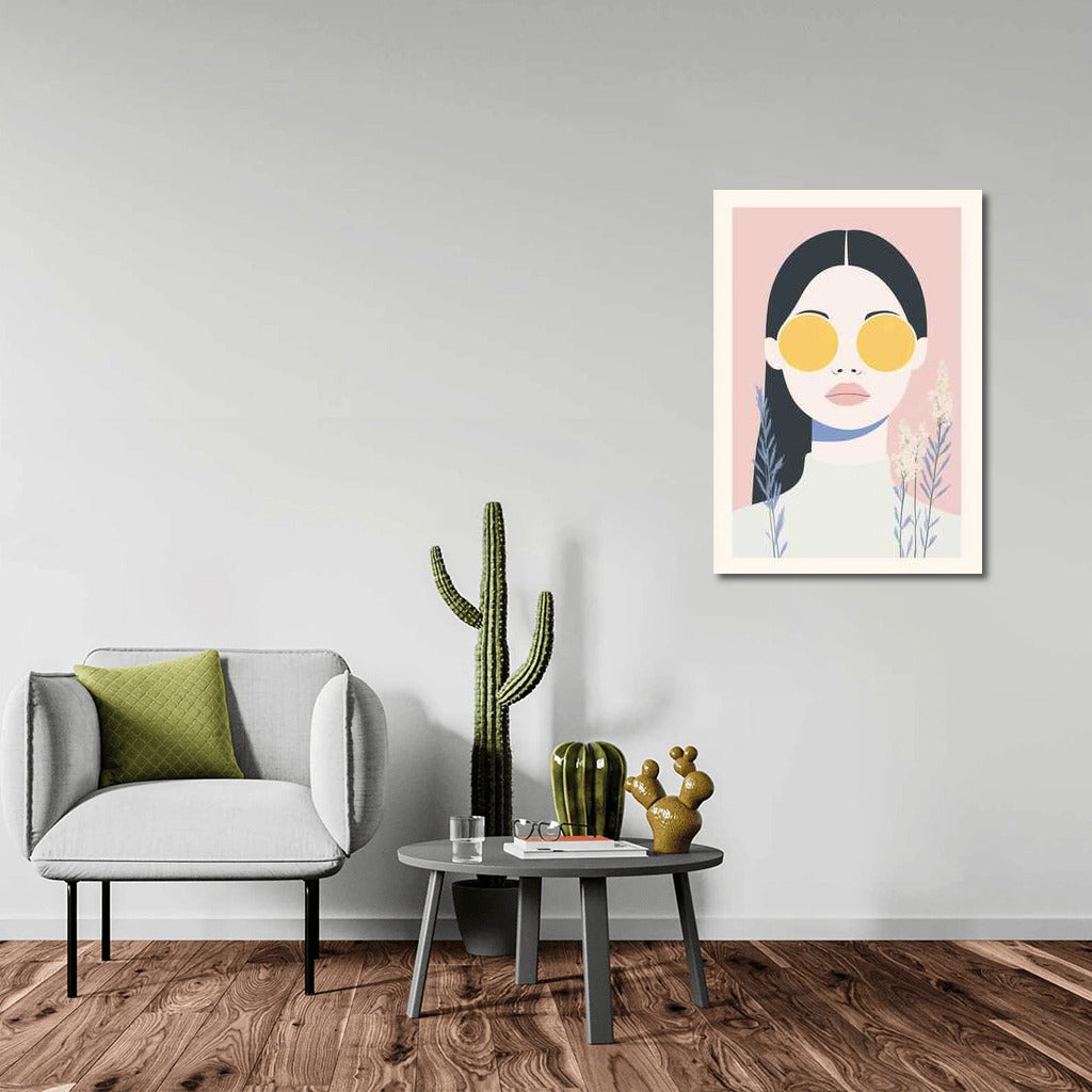 Mysterious Look in Pastel Glasses: Aesthetic Minimalism
