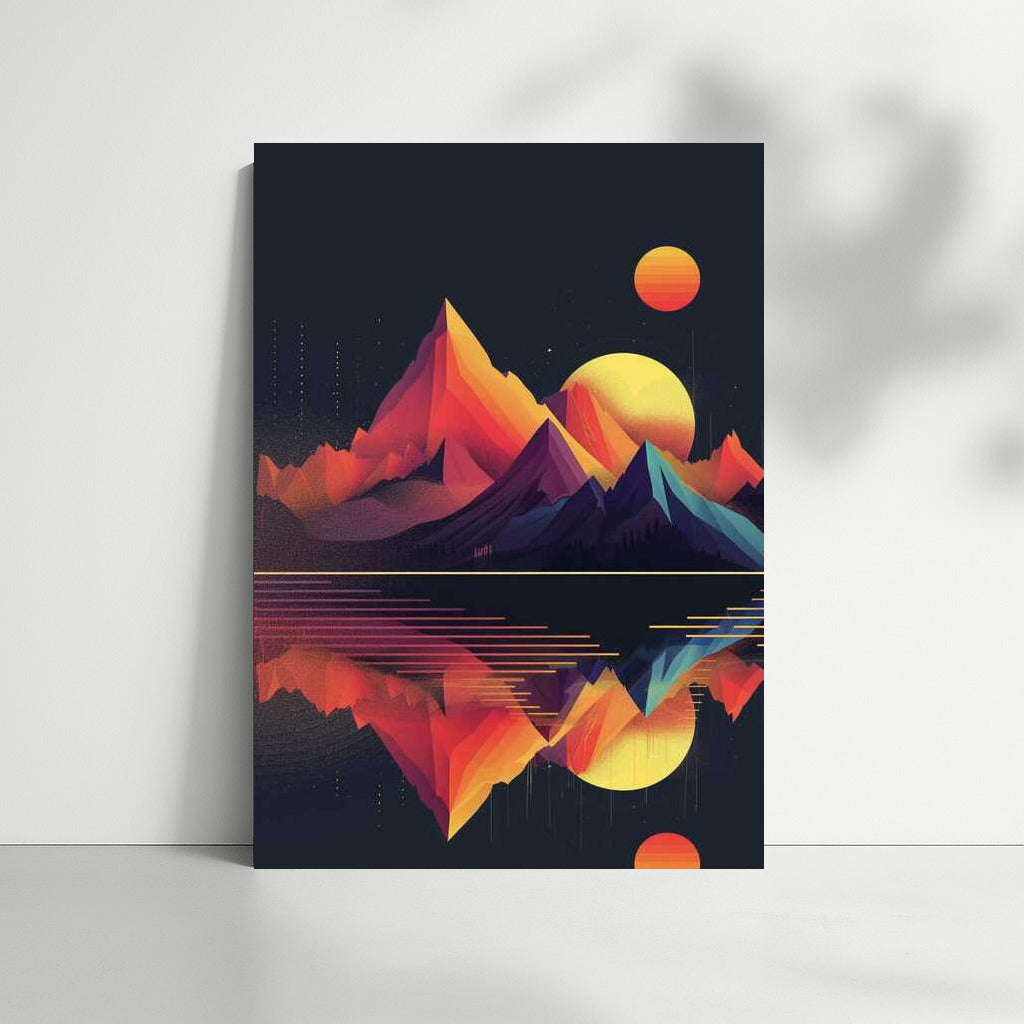 Sunset Mountains Glow: Elegant Minimalism