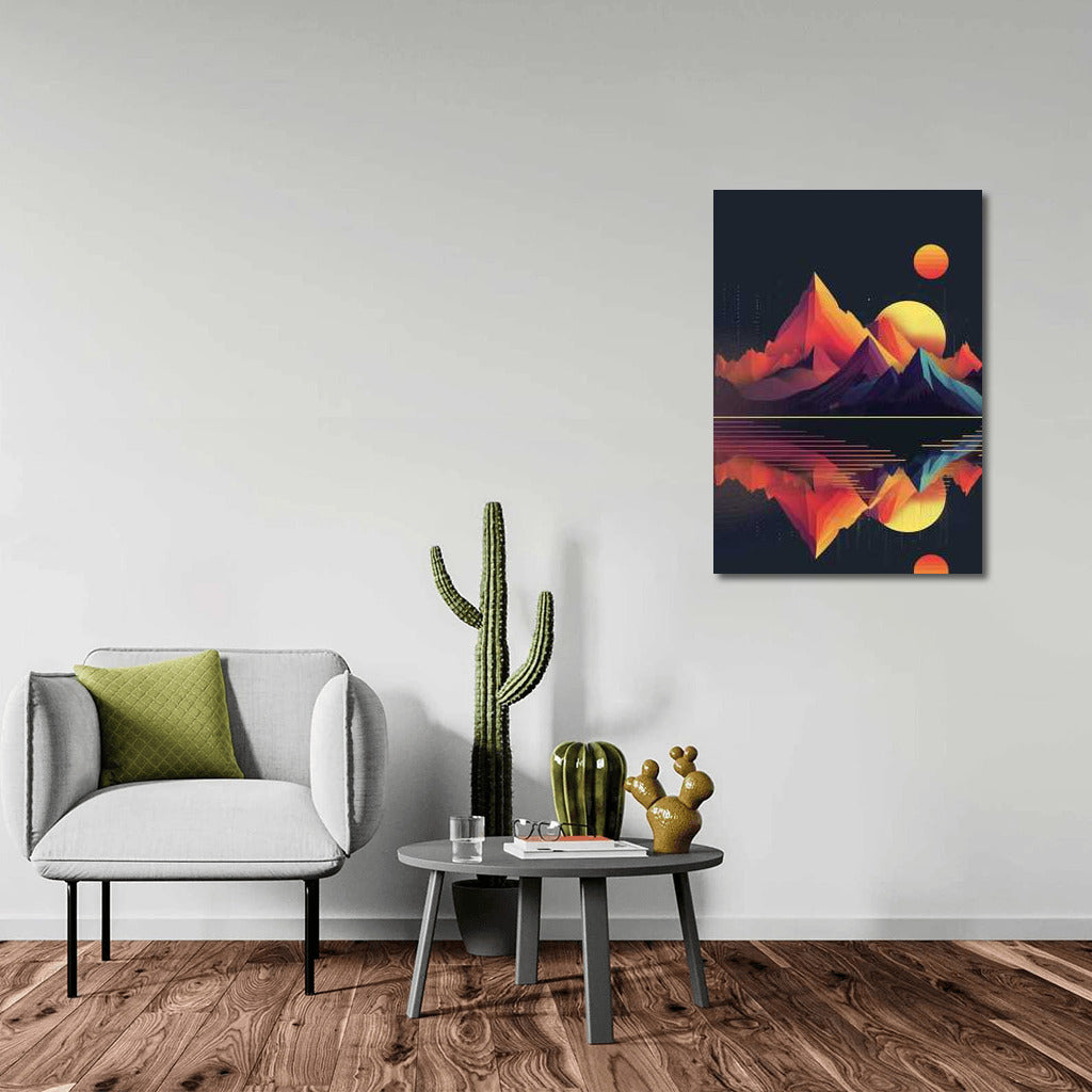 Sunset Mountains Glow: Elegant Minimalism