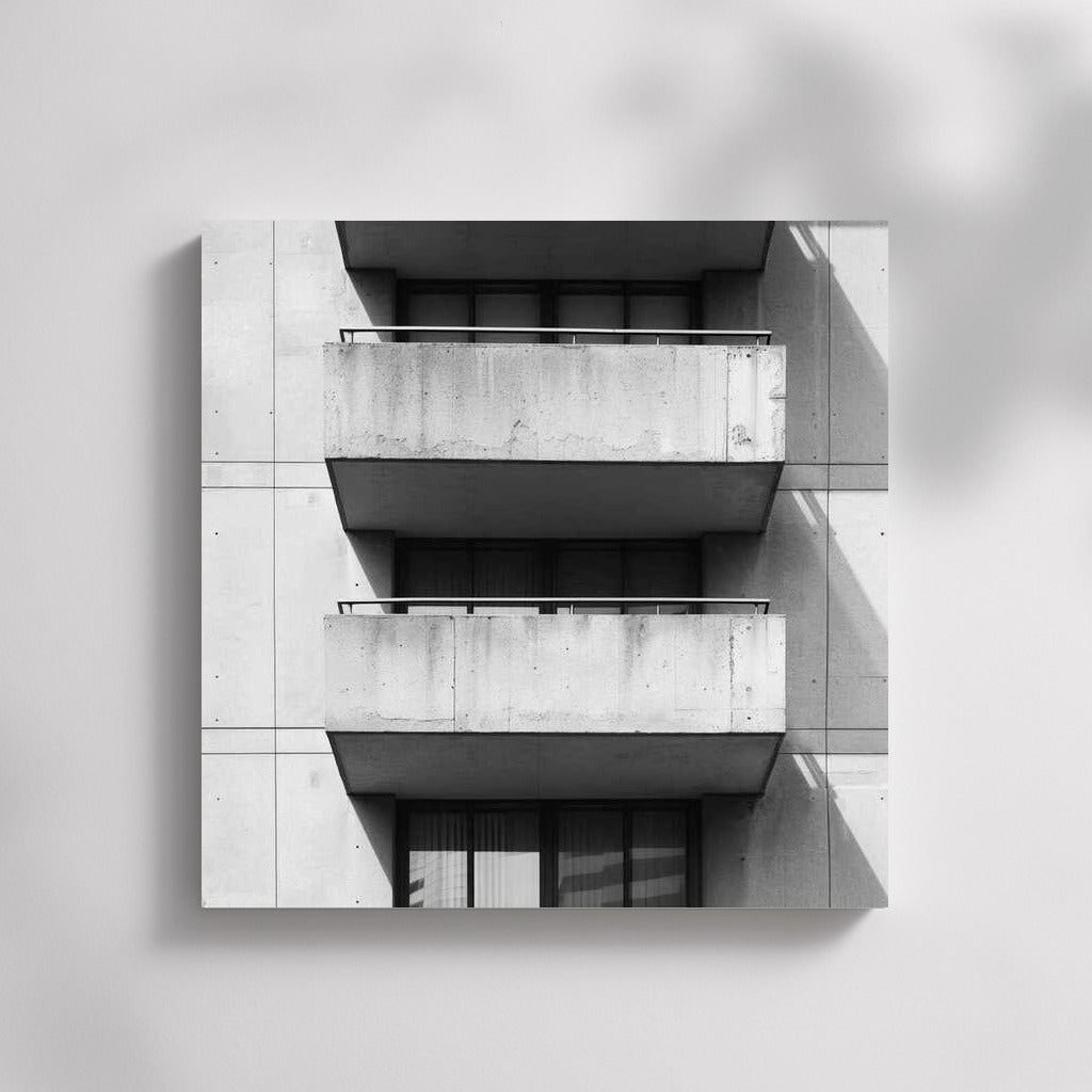 Concrete Balconies: Urban Harmony in Minimalism and Shadows