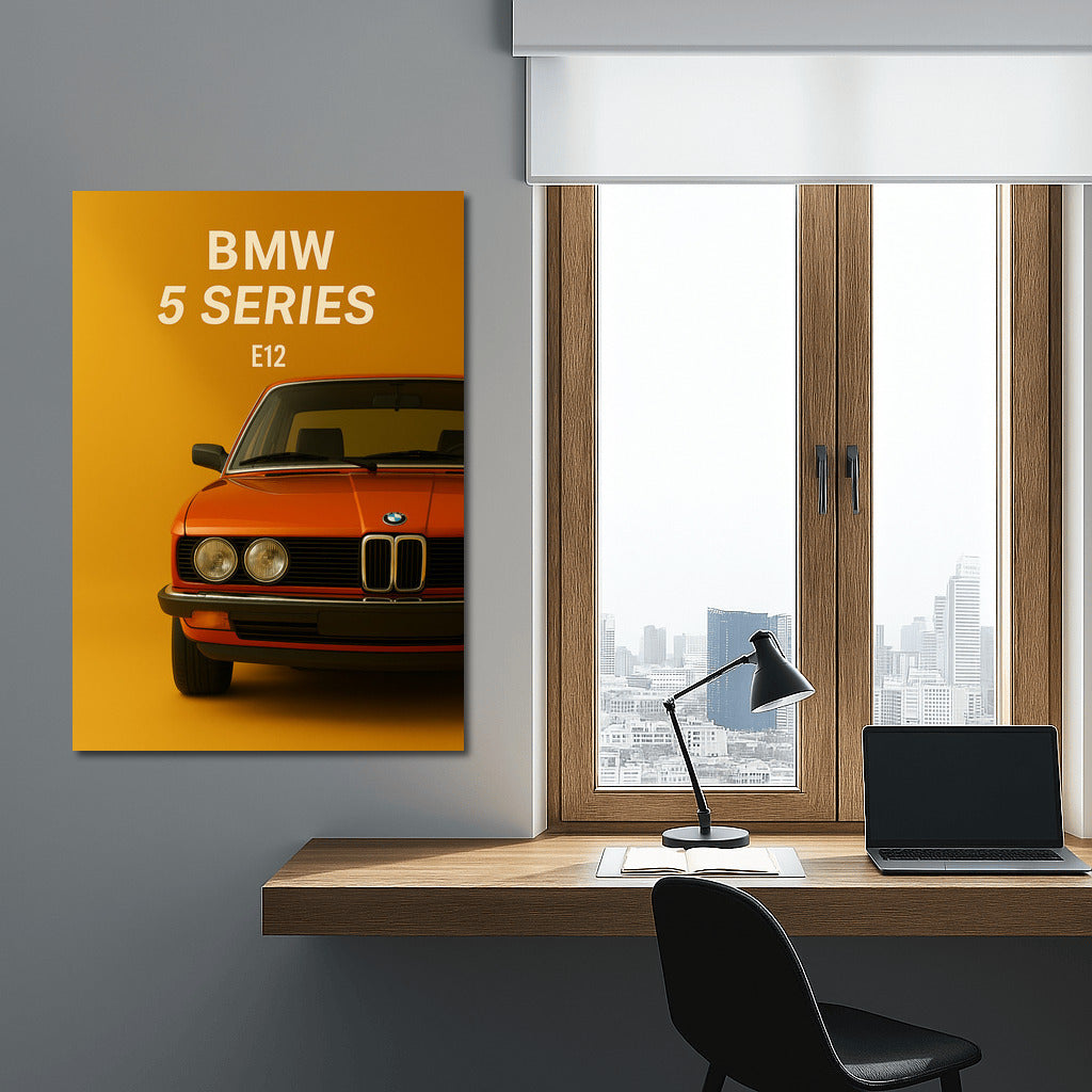 Bold BMW 5 Series E12 Sedan Silhouette: Wall Art for BMW Lovers
