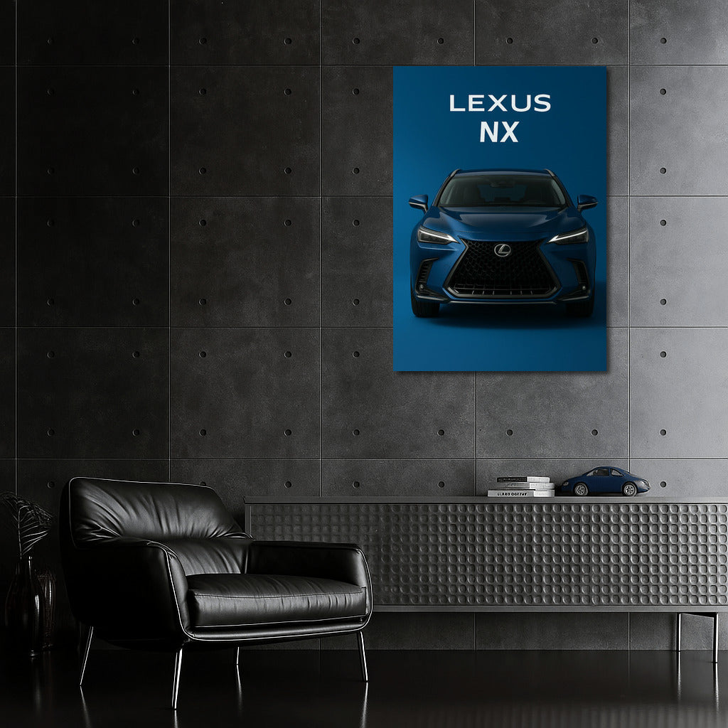 Lexus NX: Dynamics and Style on a Blue Background