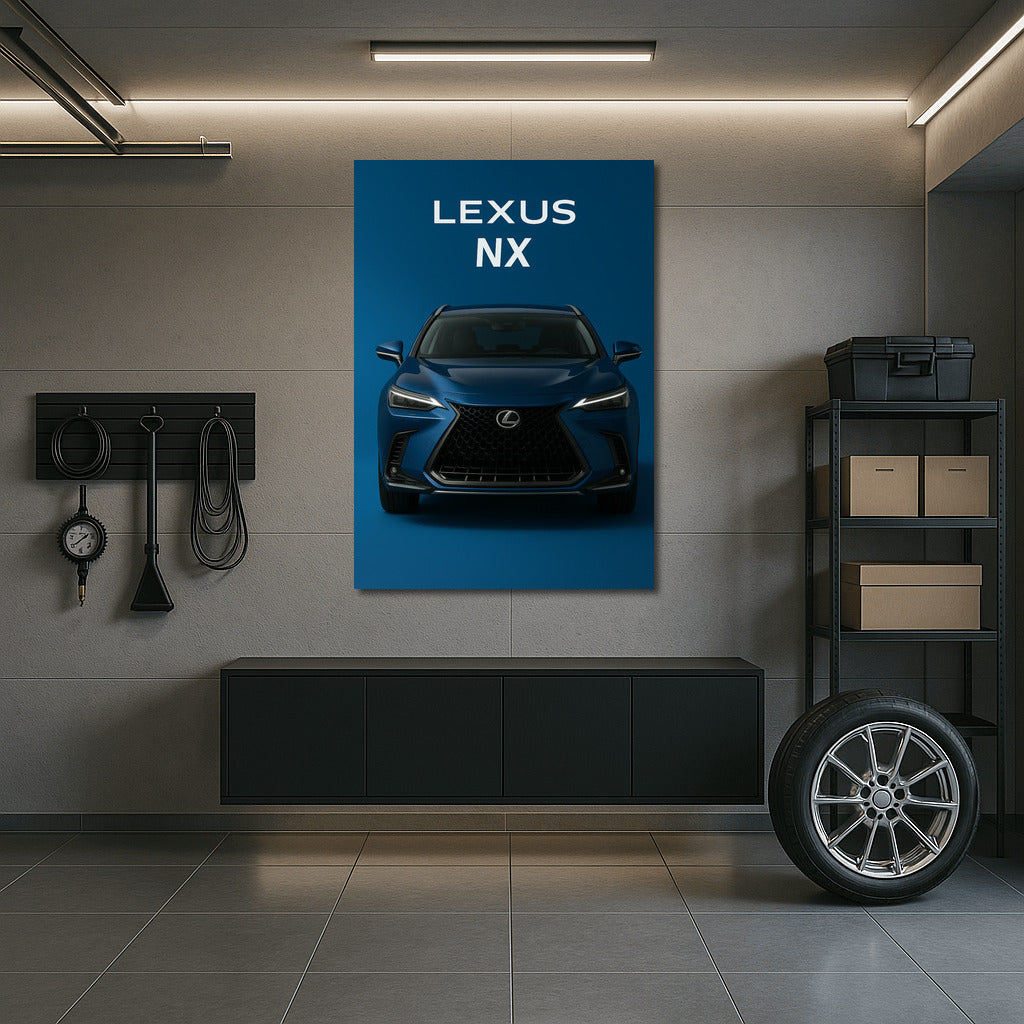 Lexus NX: Dynamics and Style on a Blue Background