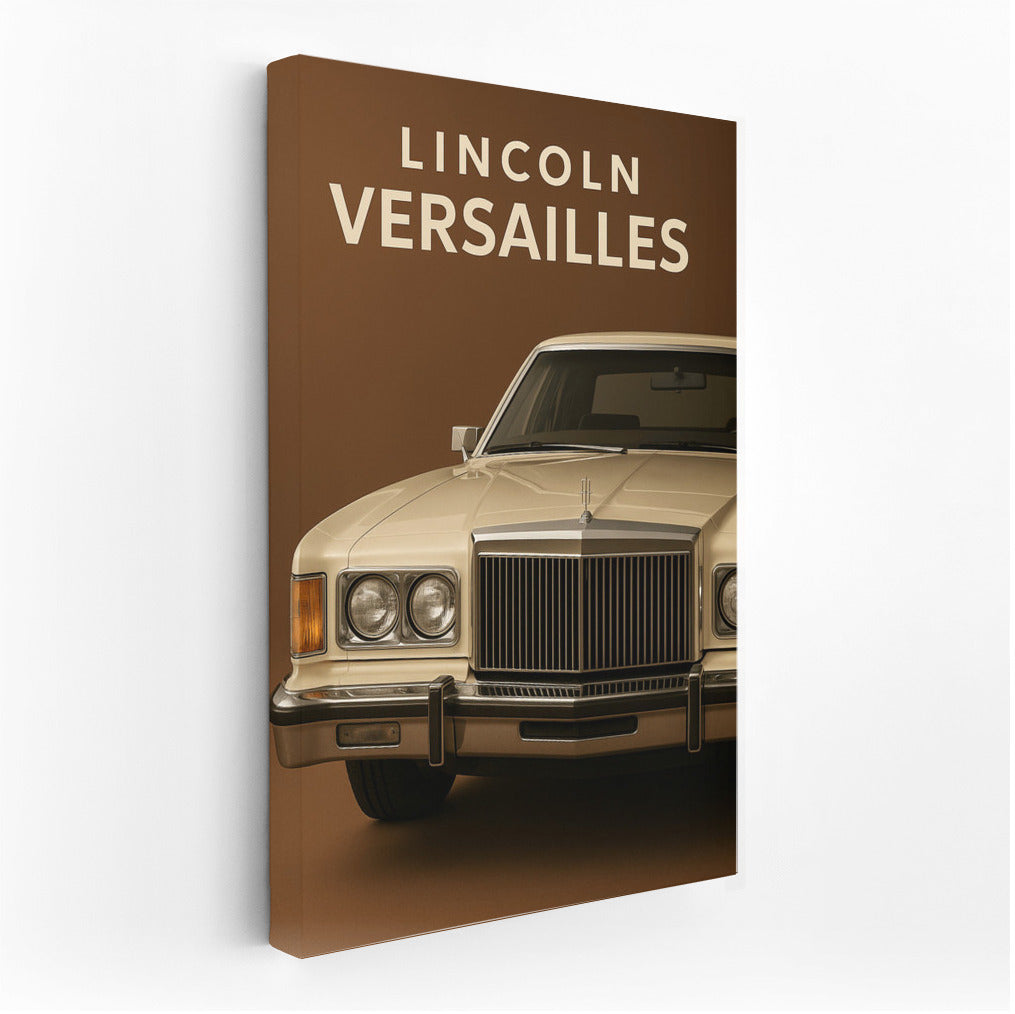 Elegant Lincoln Versailles: Retro Charm on Brown Background