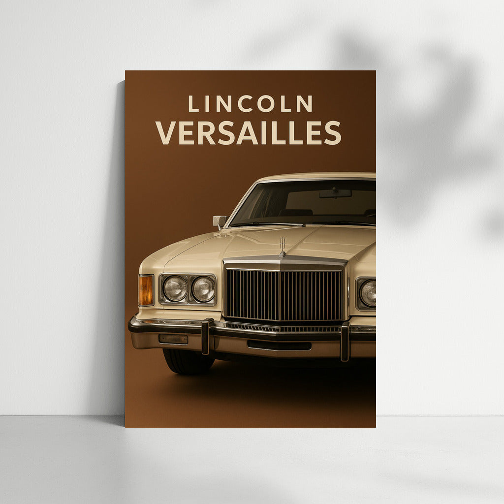 Elegant Lincoln Versailles: Retro Charm on Brown Background