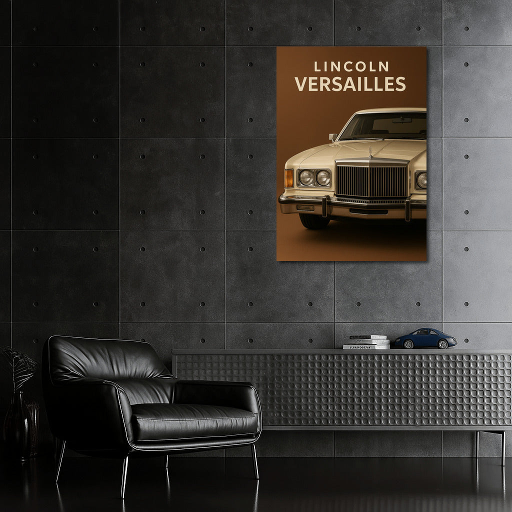 Elegant Lincoln Versailles: Retro Charm on Brown Background