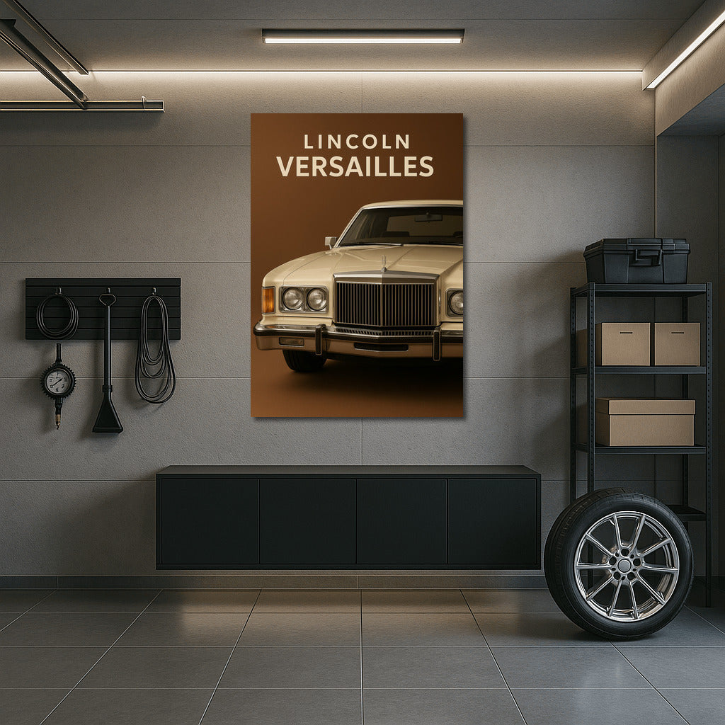 Elegant Lincoln Versailles: Retro Charm on Brown Background
