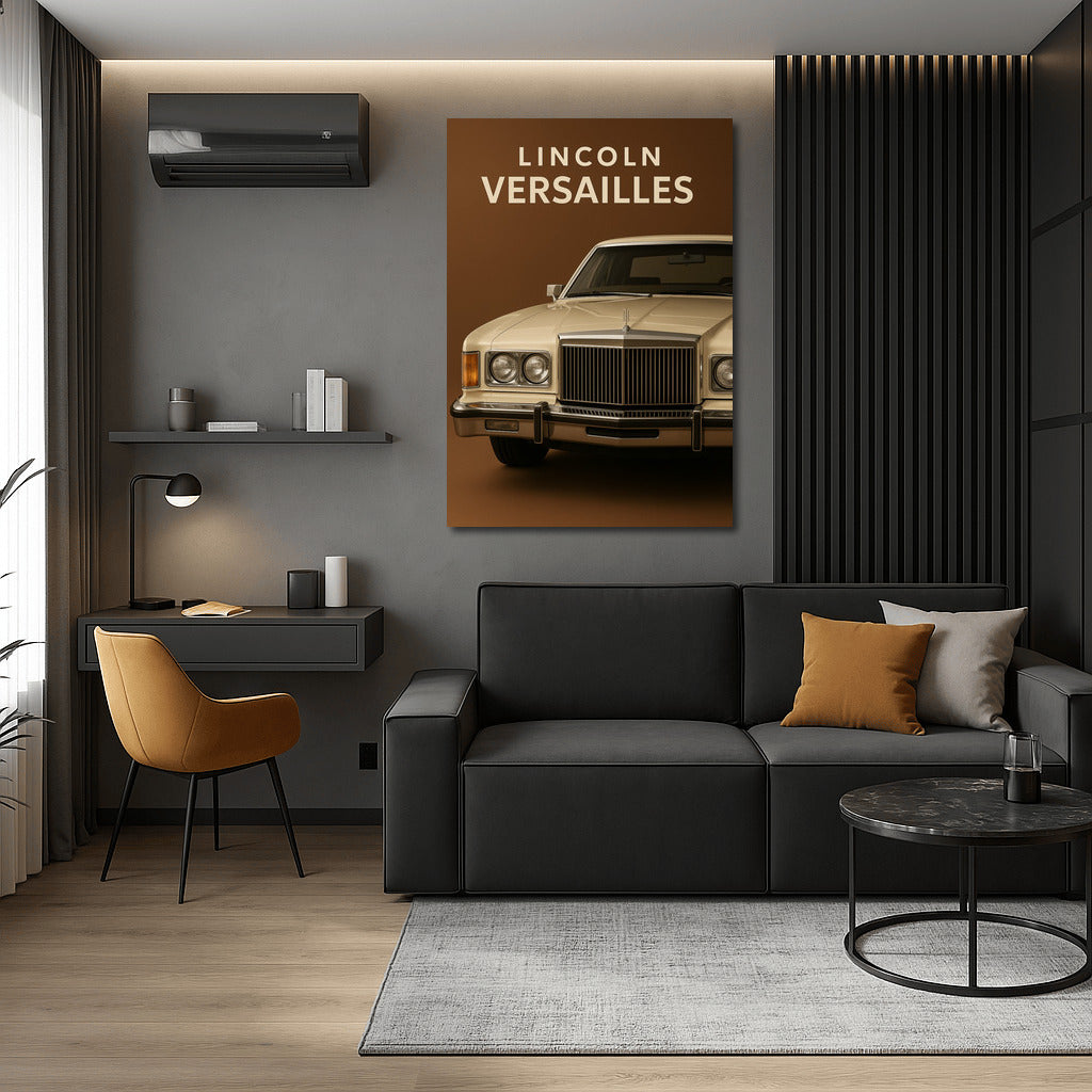 Elegant Lincoln Versailles: Retro Charm on Brown Background