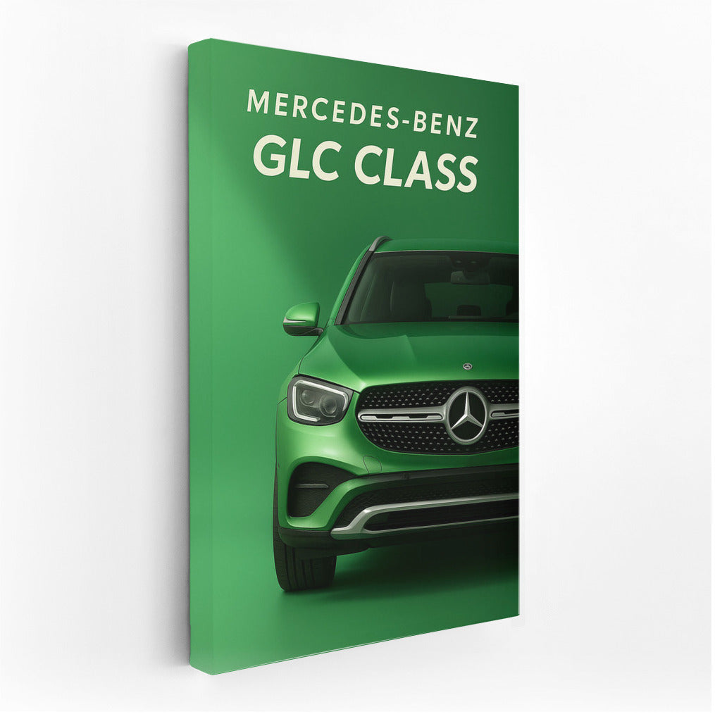 Bright Mercedes GLC Class on a Green Background: Dynamics and Elegance