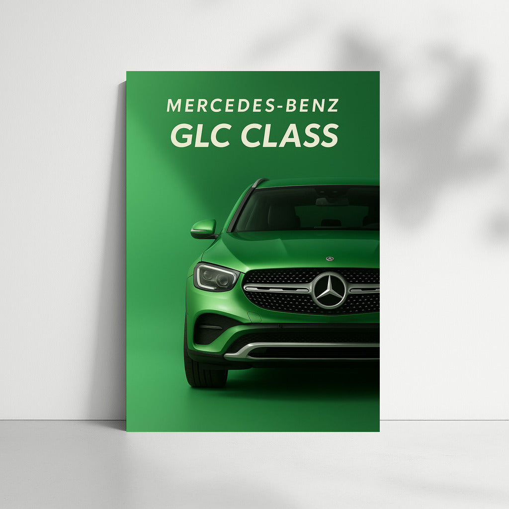 Bright Mercedes GLC Class on a Green Background: Dynamics and Elegance