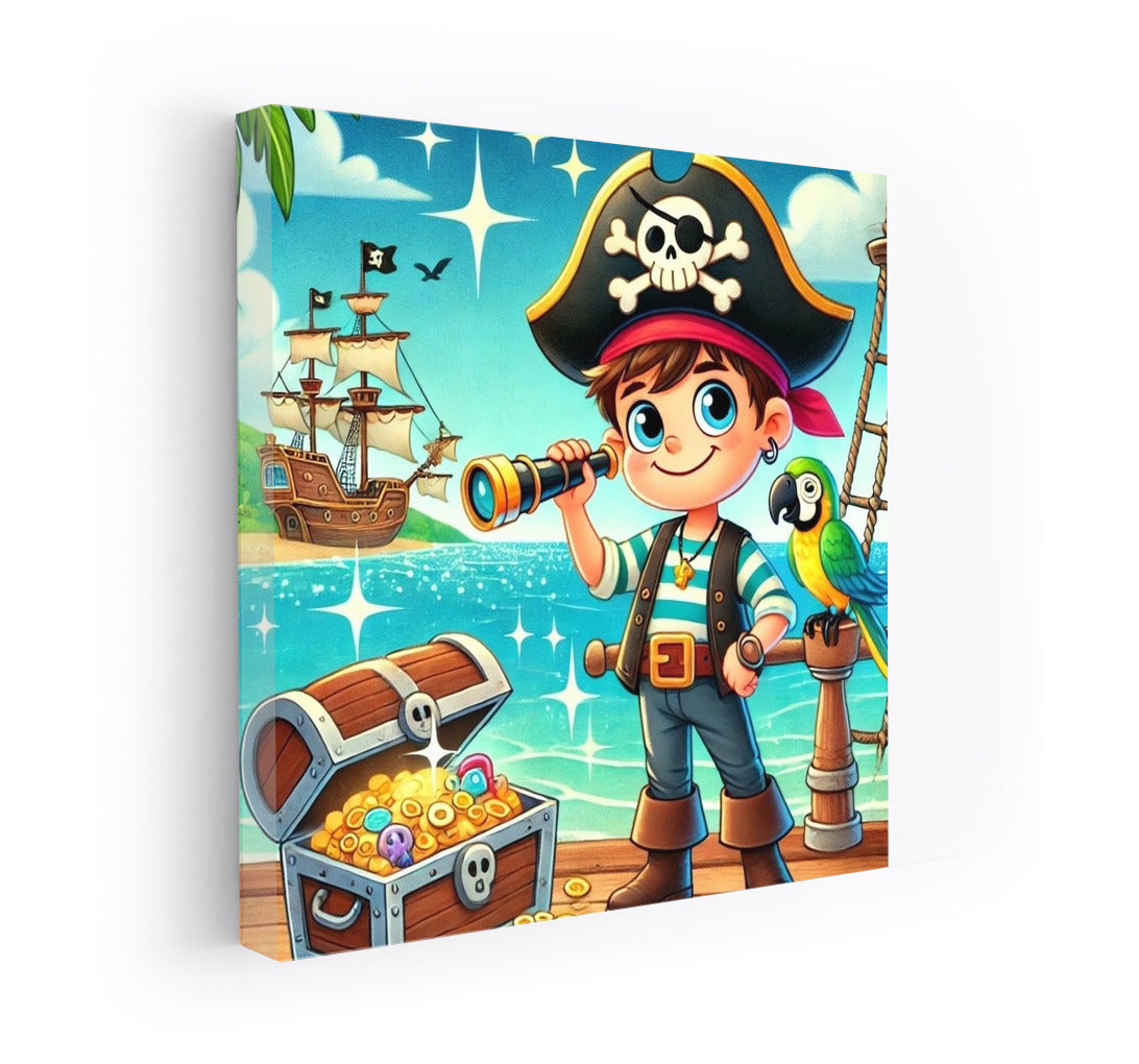 Pirate Adventures: Young Captain and Parrot on Treasure Island