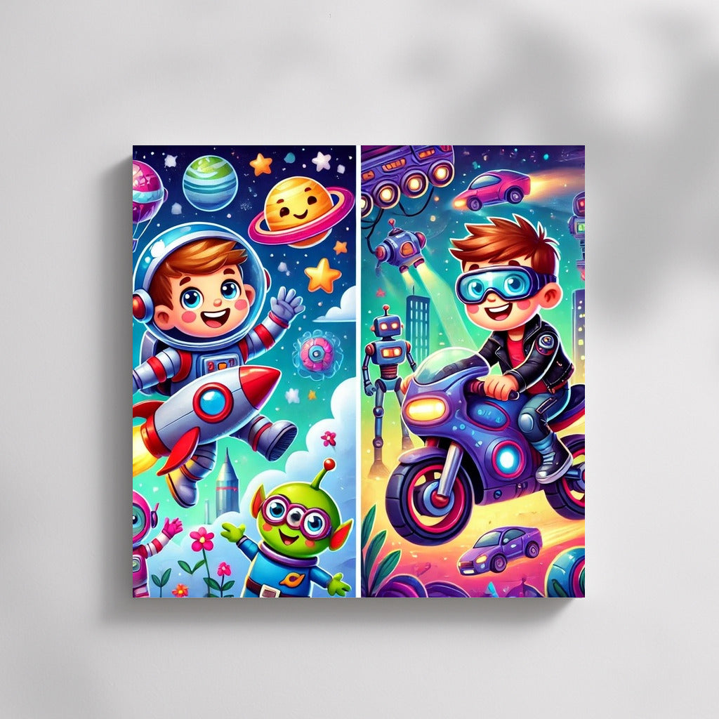 Space Adventure on a Futuristic Motorcycle for Young Explorers
