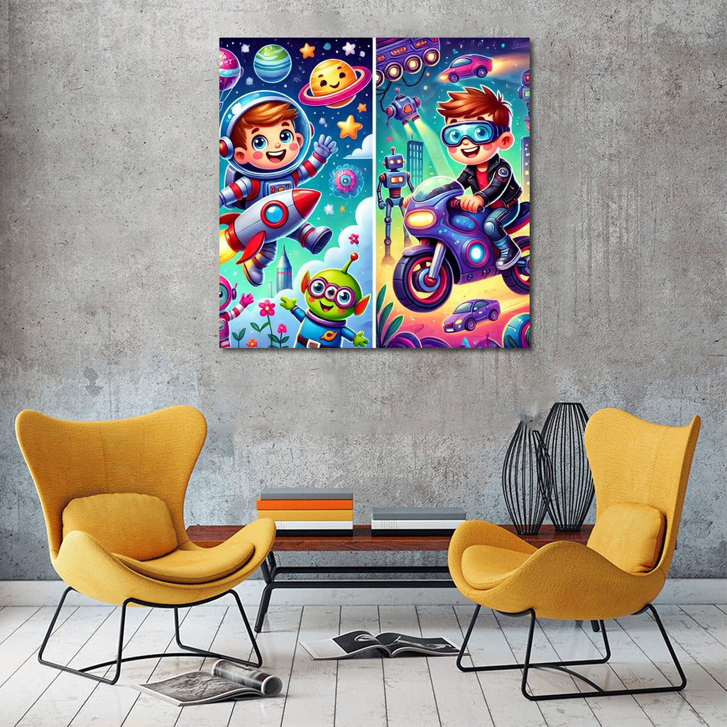 Space Adventure on a Futuristic Motorcycle for Young Explorers