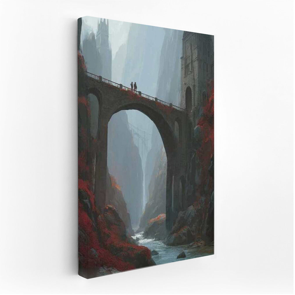 Fantasy Architectural Bridge: Majestic Arch Between Rocks