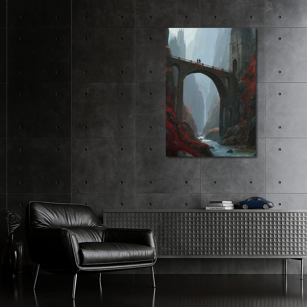 Fantasy Architectural Bridge: Majestic Arch Between Rocks