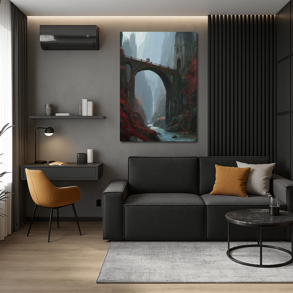 Fantasy Architectural Bridge: Majestic Arch Between Rocks