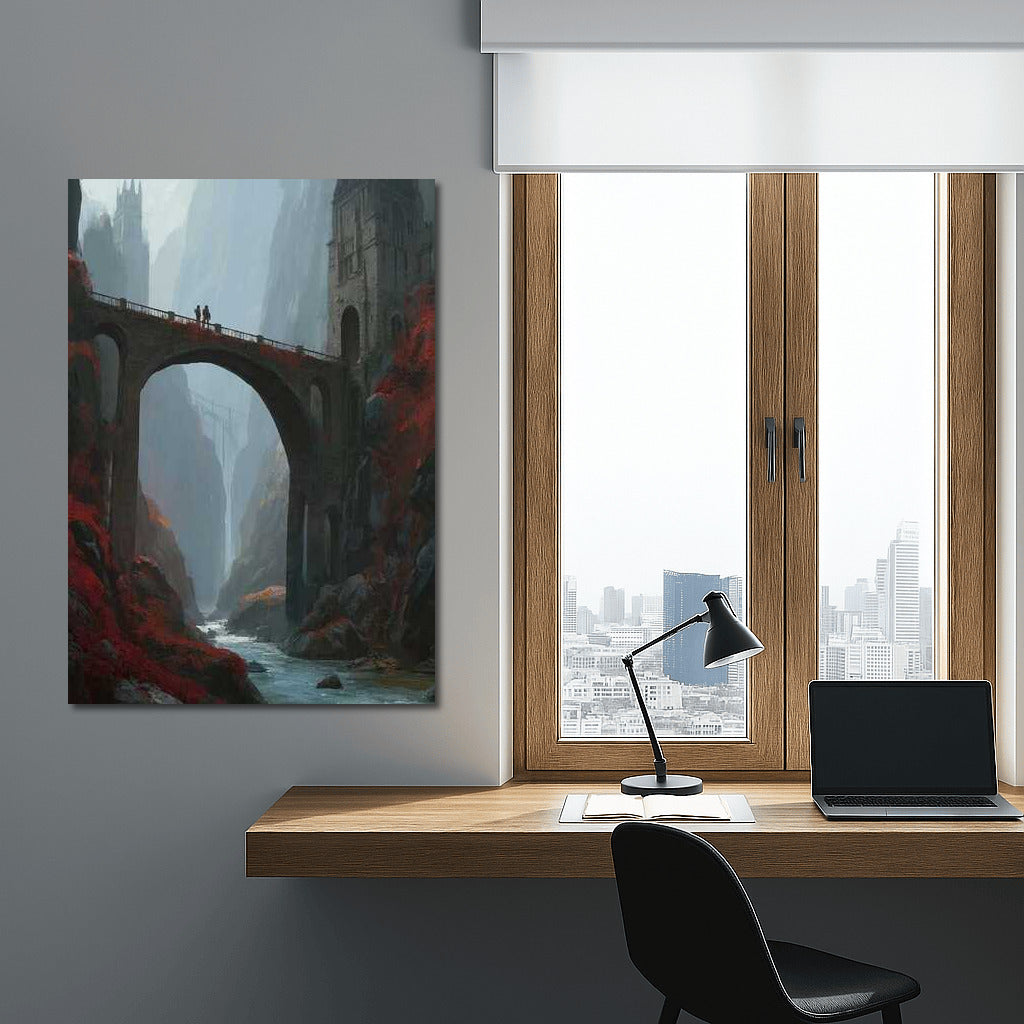 Fantasy Architectural Bridge: Majestic Arch Between Rocks