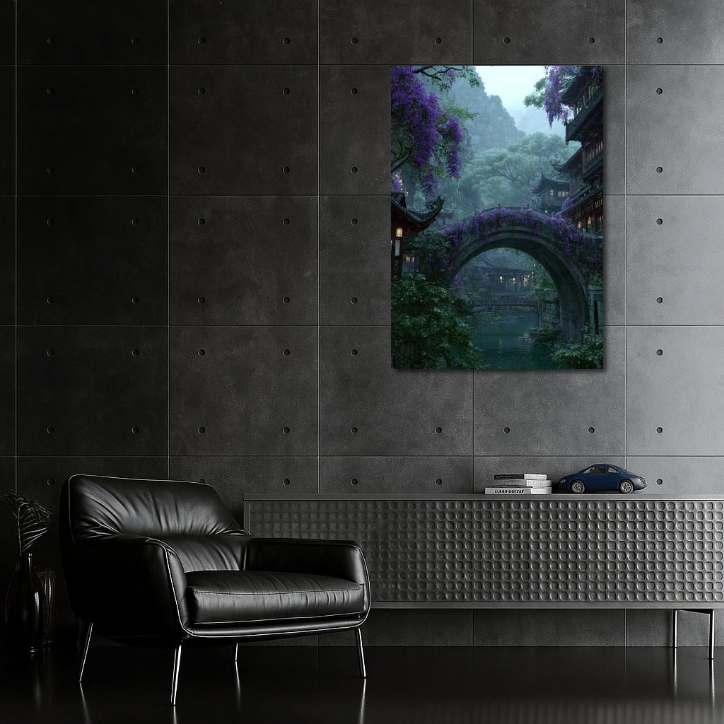 The Curved Bridge in the Blooming Garden: An Architectural Marvel