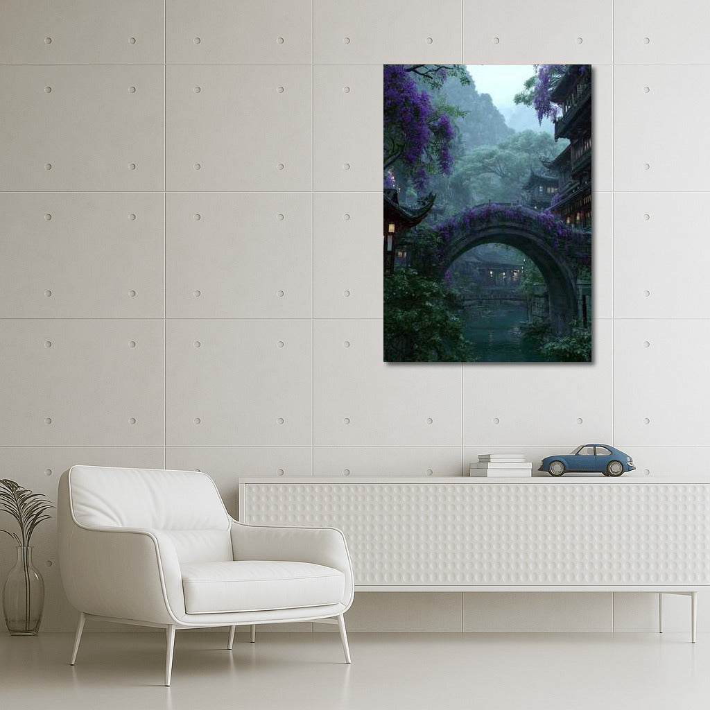 The Curved Bridge in the Blooming Garden: An Architectural Marvel