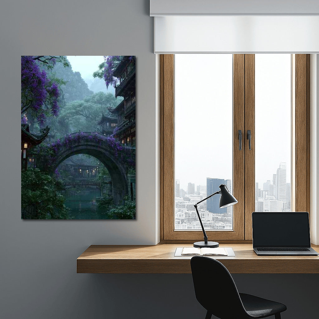 The Curved Bridge in the Blooming Garden: An Architectural Marvel