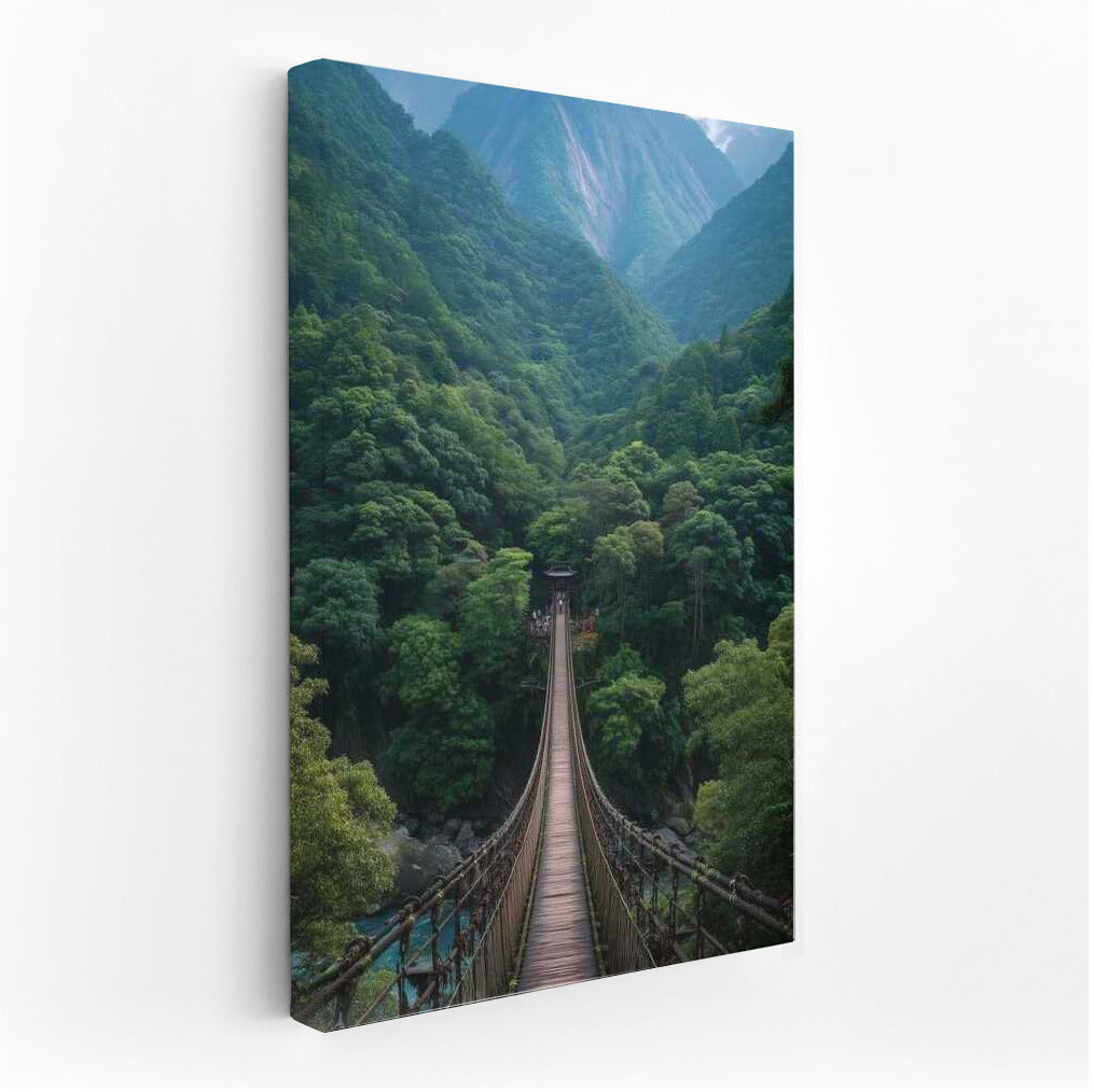 Architectural bridge over the green abyss: harmony of nature