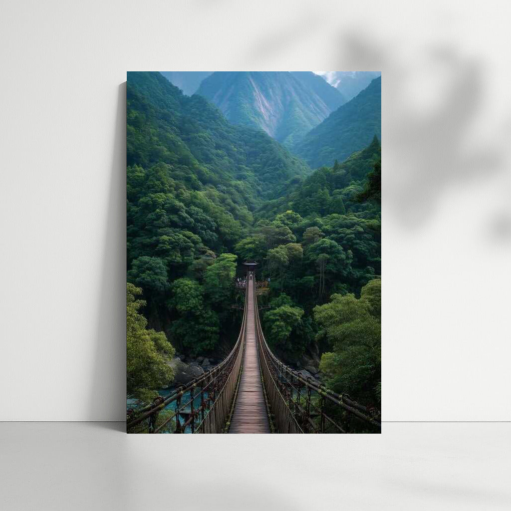 Architectural bridge over the green abyss: harmony of nature