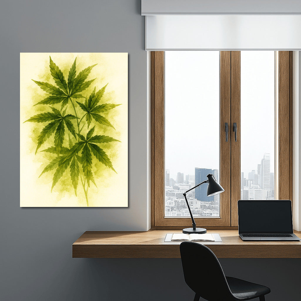 Kaleidoscope of Tranquility: Green Cannabis Leaves