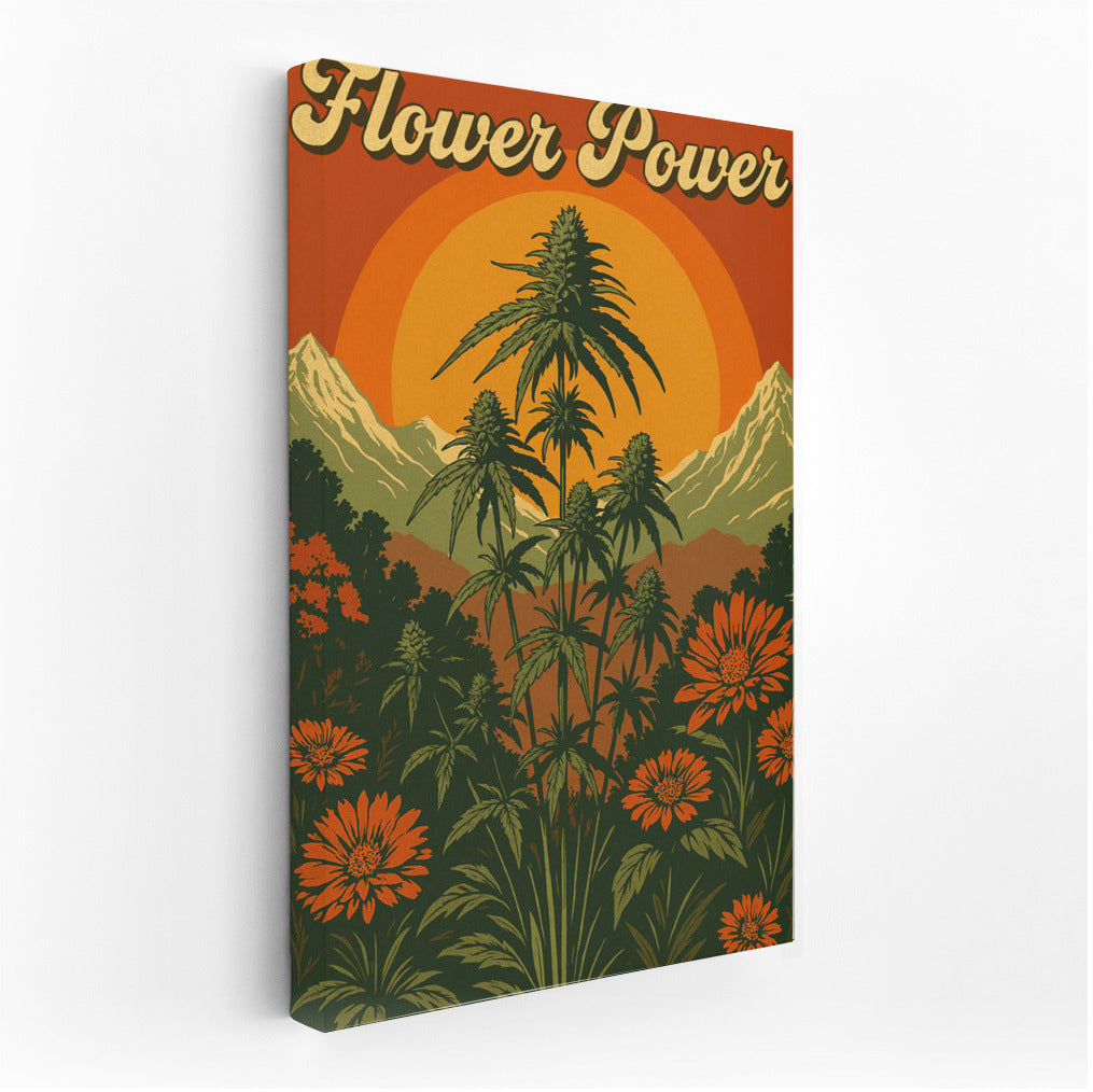 Retro Sunset: Flowers and Cannabis in Warm Rays