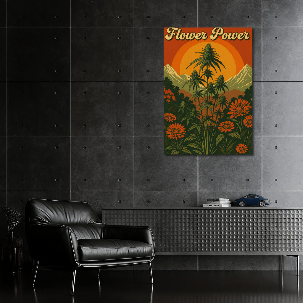 Retro Sunset: Flowers and Cannabis in Warm Rays